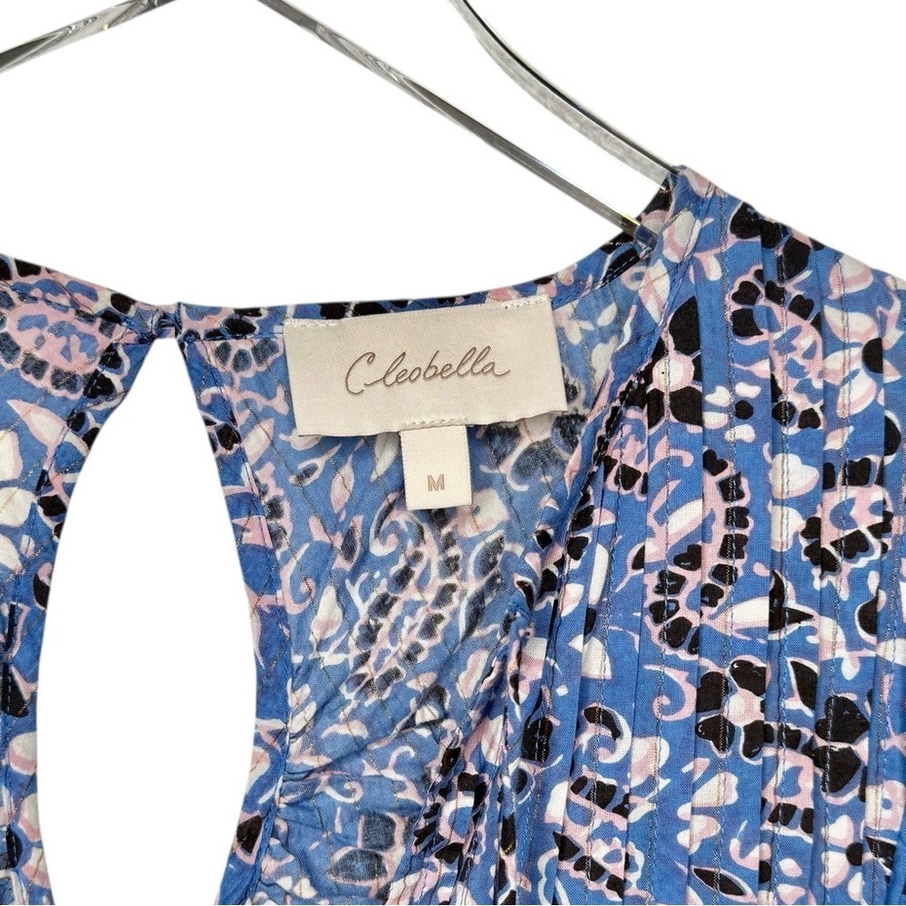 Cleobella Cora Cotton Blue Paisley Aline Full Women’s Bohemian Tassel Dress Sz M - Picture 4 of 12
